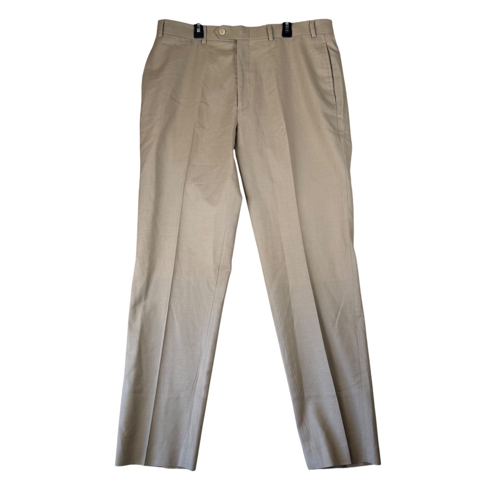 Lauren Ralph Lauren Total Comfort Tan Wool Flat Front Dress Pants Mens 36x31